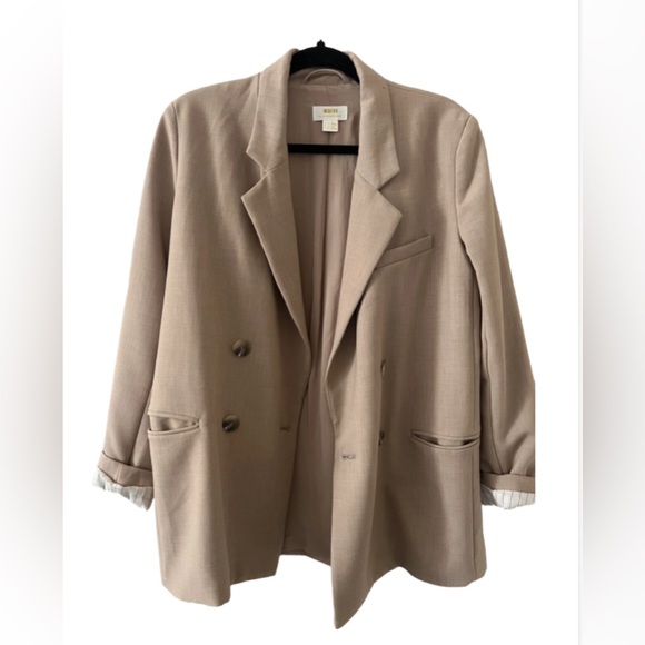 Anthropologie/Maeve Double Breasted Oversized Blazer Tan Size 4 - Picture 3 of 8